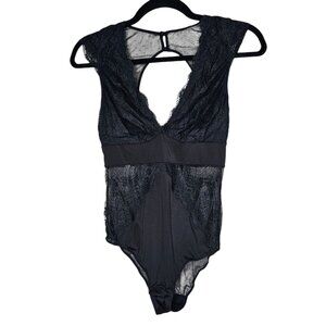 S Black Bodysuit Mesh Lace Layering Tank Top Lingerie Fairy Grunge Whimsigoth